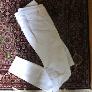 Free People Skinny Busted Knee White Jeans